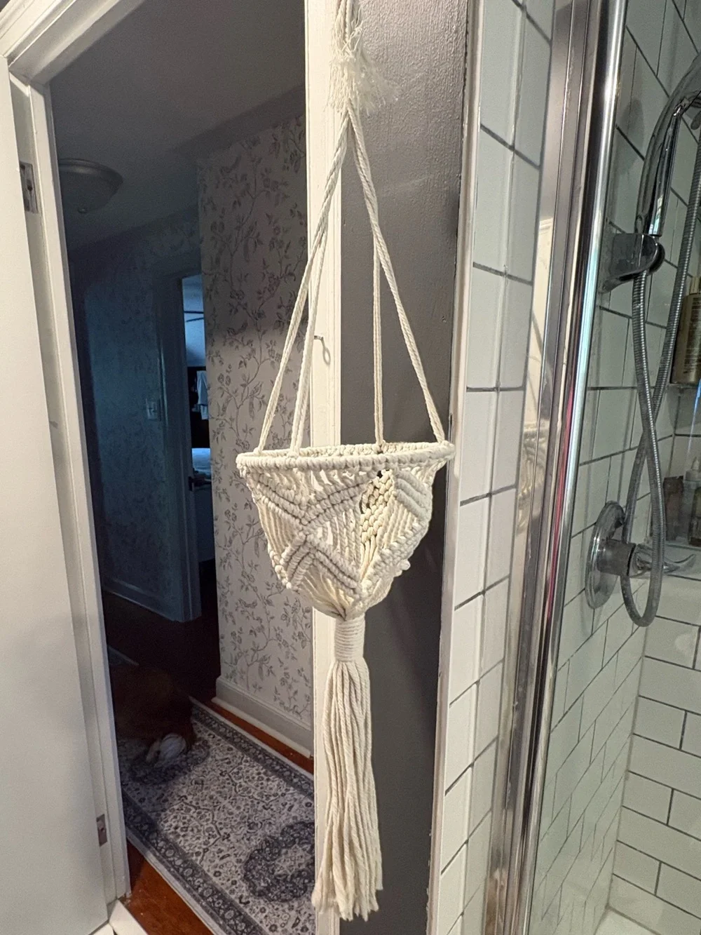 Set of 2 Macramé Plant Hangers - Cream Boho Décor